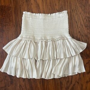 Elegant Cream Tiered Mini Skirt